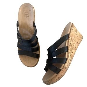 CROCS A Leigh Wedge Sandals Womens 8 Strappy Slip On Comfort Shoes Cork Heel‎